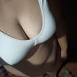 Babe is shy, undresses and takes pictures in underwear