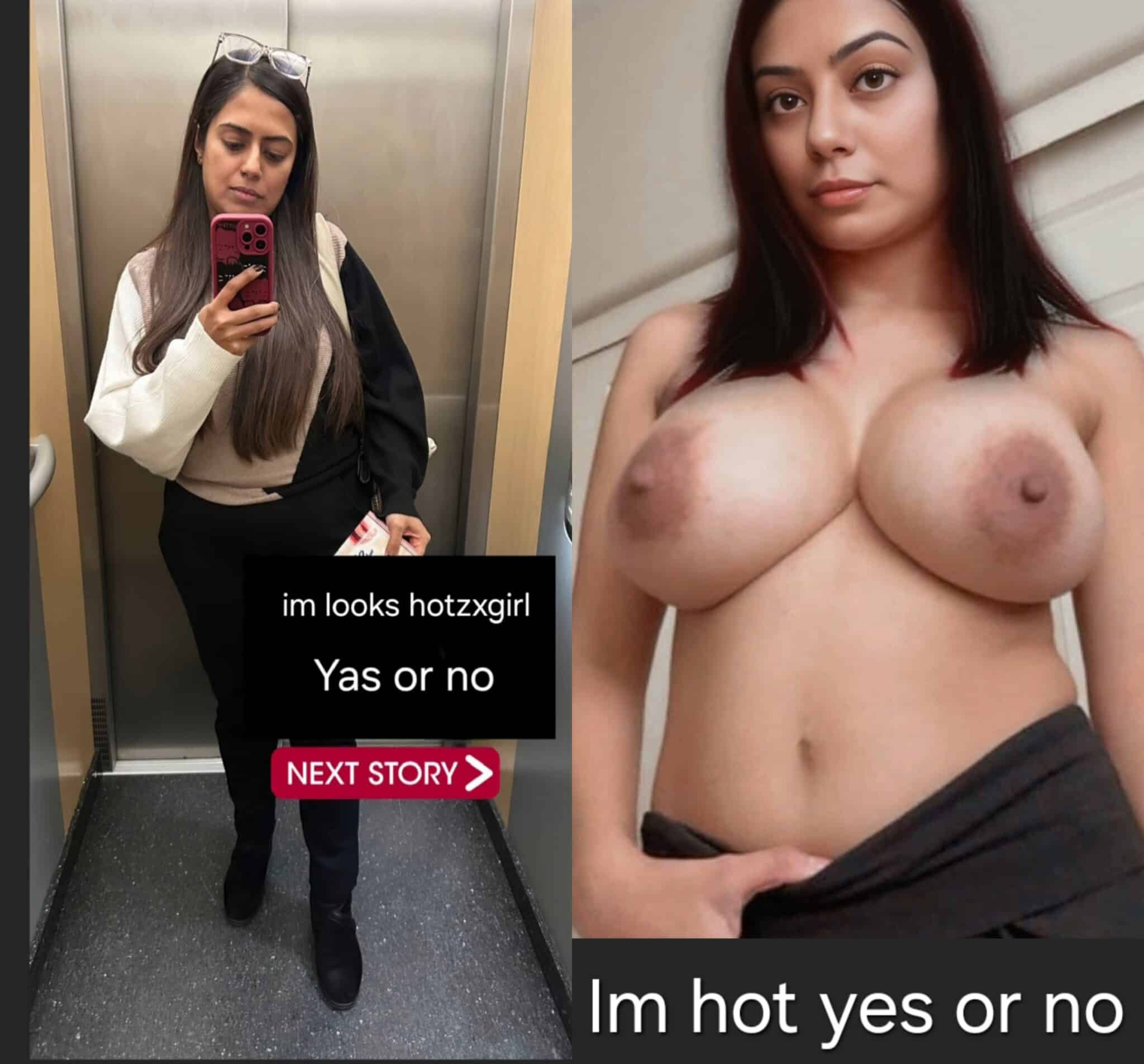 Bitch Flashing Pics: Sexy Desi girl with great tits! She's a real beauty, isn't she?