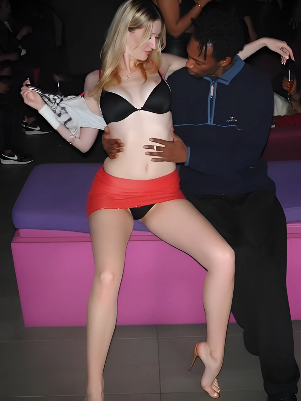 Why Was She Flashing Her Lingerie in the West End Club? Why Was She Flashing Her Lingerie in the West End Club? upskirt real nudity public flashing bitch