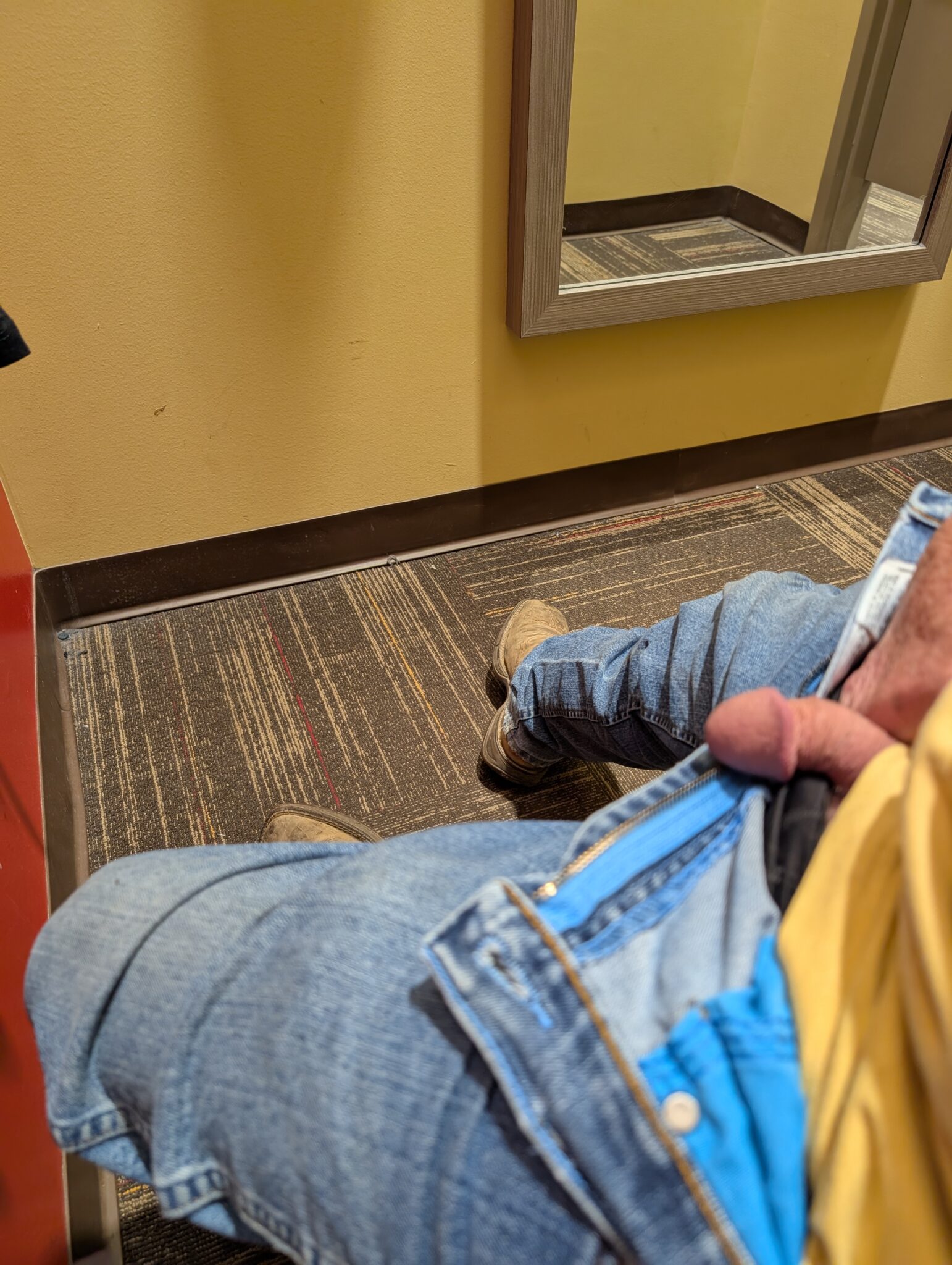 flash cock - Bedroom Encounter: A Casual Flash Two men engage in a private, consensual encounter in a bedroom setting, captured in natural light with muted colors and patterned surfaces. - Dick Flash Pics