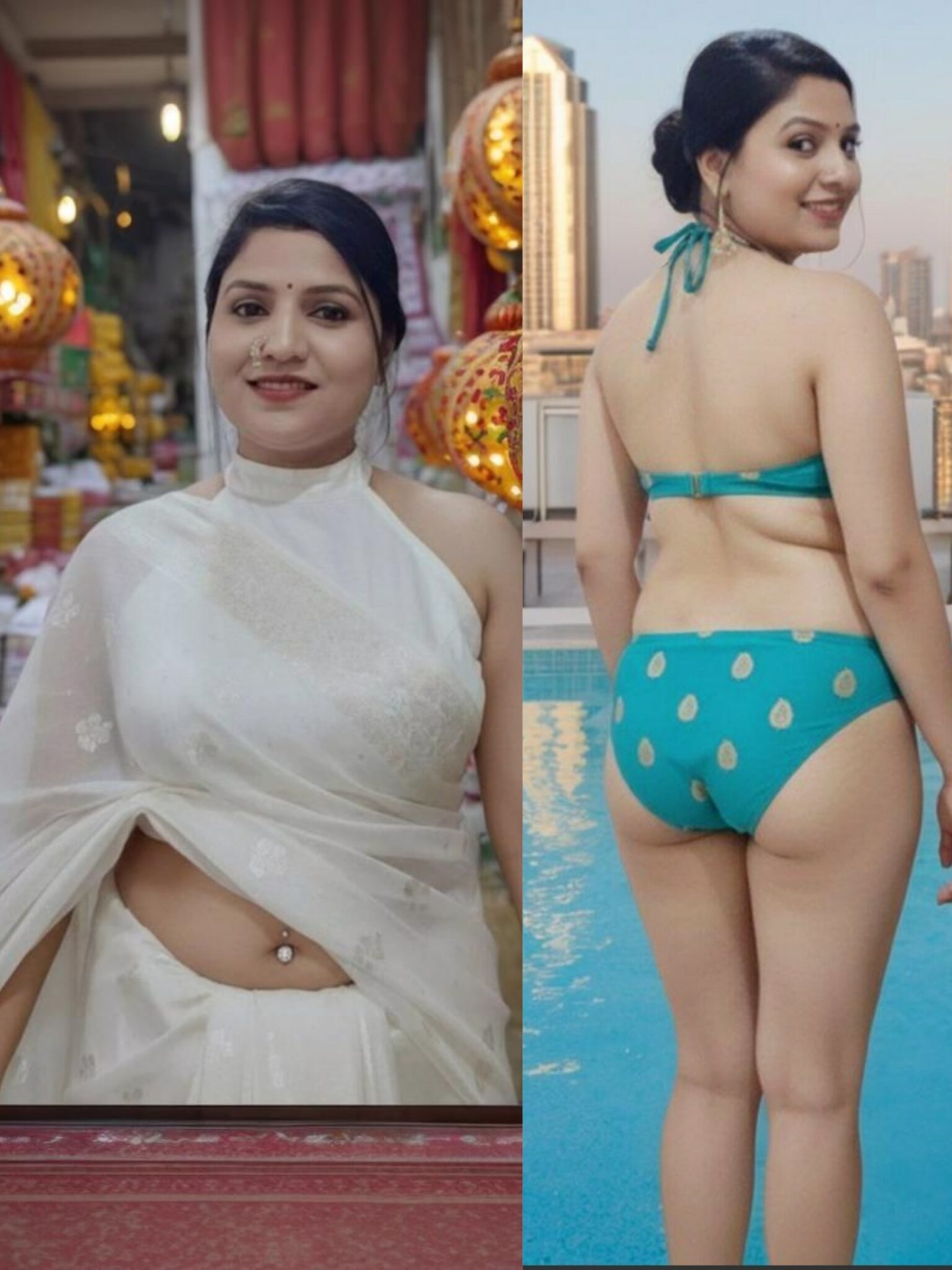 milf cougar pool naked drinking - Hotwife in Sheer Delight: Bikini Tease by the Pool Split-screen collage showcases a woman in sheer indoor attire and a teal bikini outdoors, highlighting her dual allure and confidence. - Hotwife Pics