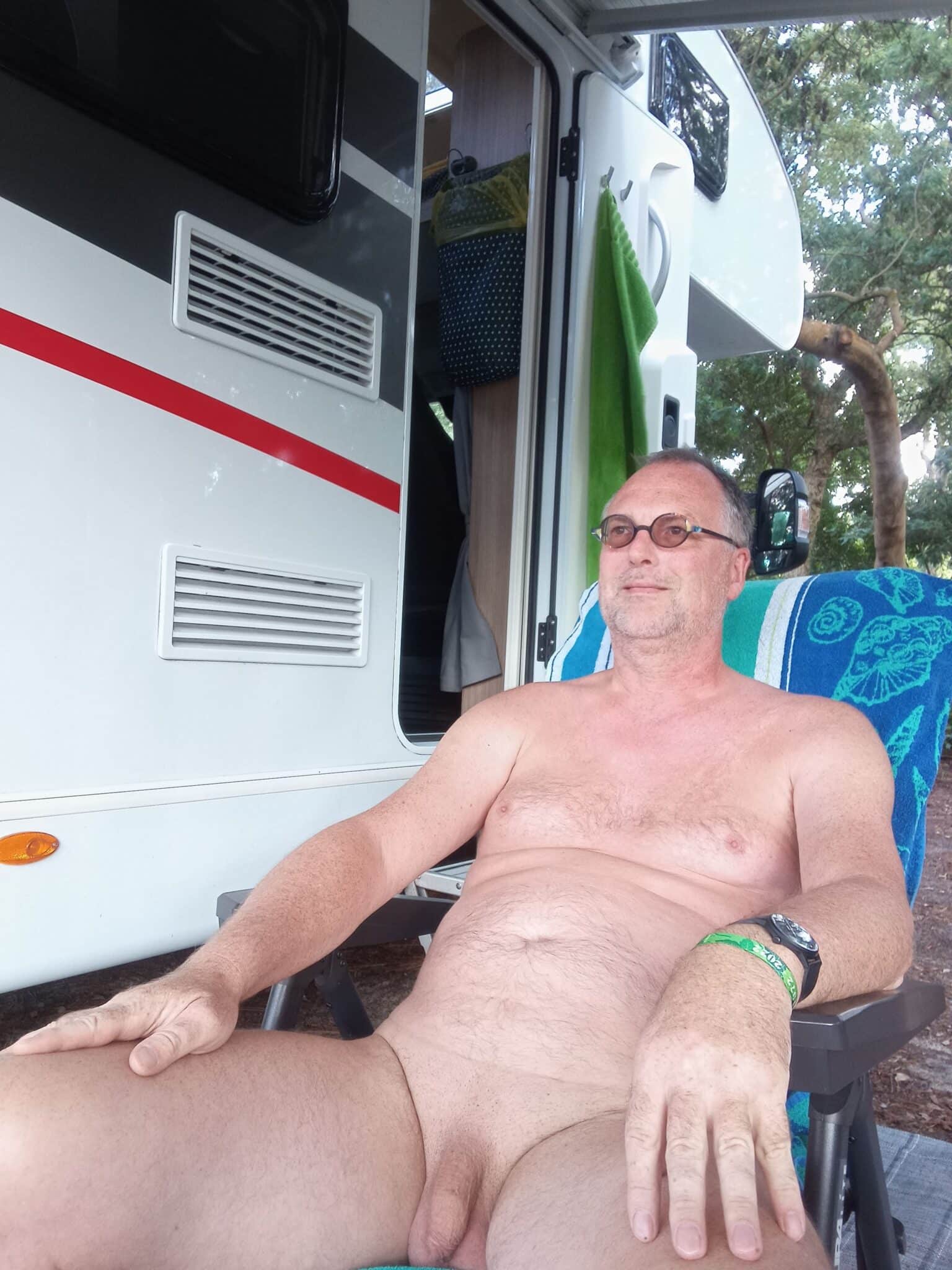 Outdoor Exposure: Mature Man Flashes by RV Outdoor Exposure: Mature Man Flashes by RV public nudity mature dick flash