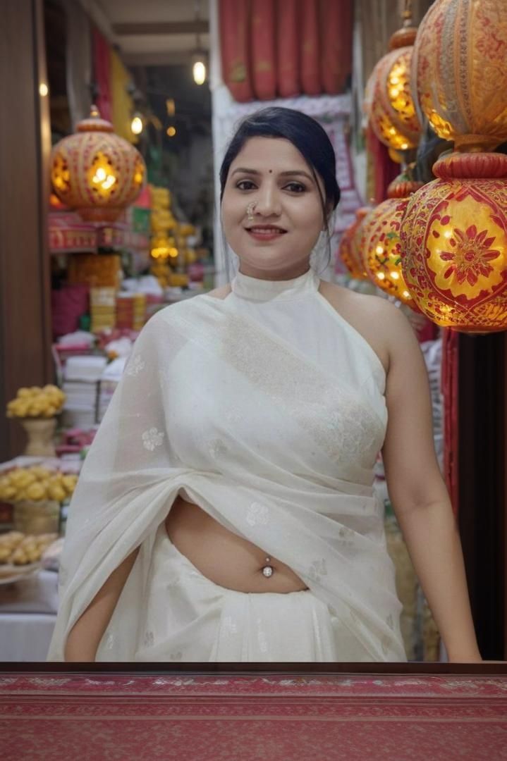 real downblouse xxx - Desire Unveiled: A Glimpse of Traditional Allure A woman in a traditional sari stands confidently in a bustling Indian market, her bare midriff hinting at hidden allure amidst cultural decor. - Bitch Flashing Pics