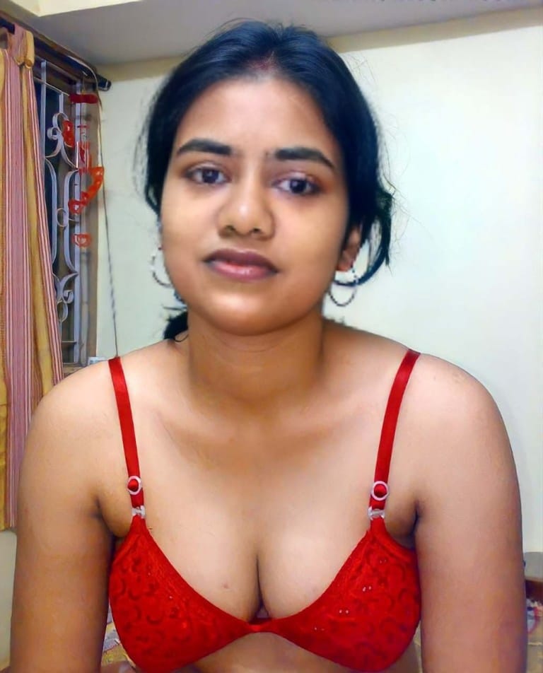 no bra teen - Indian Home Cleavage Display Samikhya Pattnaik displays cleavage in a red lace bra, showcasing her confidence and control in an indoor setting. - Bitch Flashing Pics
