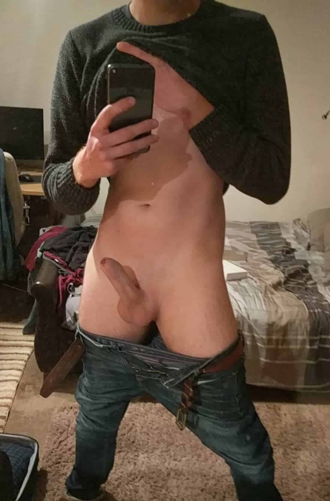 asian tits selfie flash - Exposed in the Bedroom: A Mirror Selfie Revelation A man's bedroom setting, with a bed, chair, and desk, serves as the backdrop for a revealing mirror selfie, exposing his partially nude body and genitals. - Dick Flash Pics